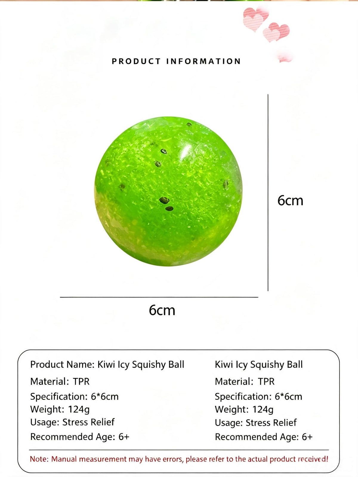 Kiwi Slush Handmade Squishy Ball, Moldable Non‑Rebound ASMR Fidget Squeeze Stress Toy
