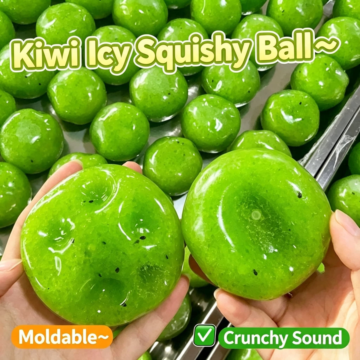 Kiwi Slush Handmade Squishy Ball, Moldable Non‑Rebound ASMR Fidget Squeeze Stress Toy