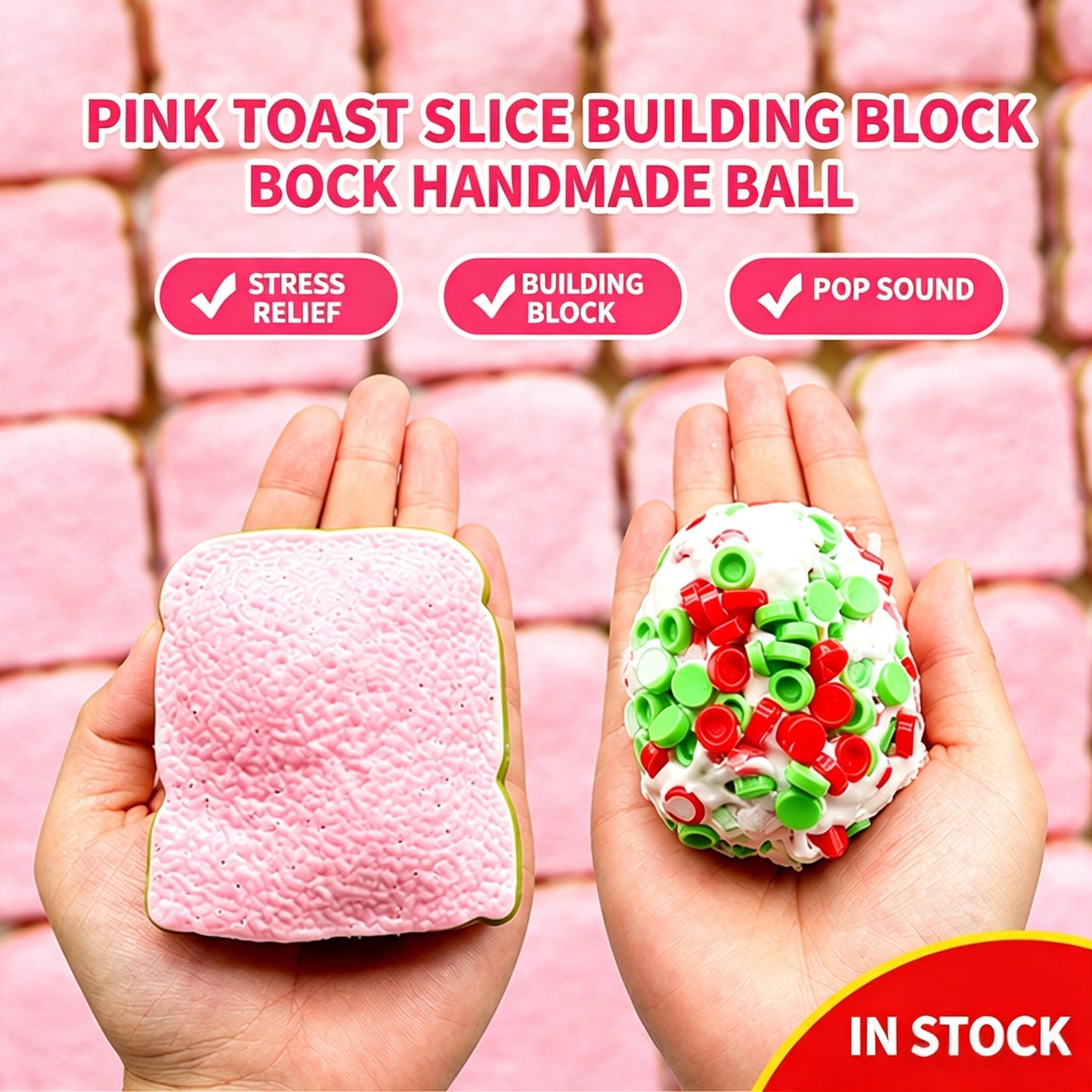 Crunchy Toast Slice Building‑Block Squish Ball, Mouldable Slow‑Rebound Stress Squeeze Fidget Toy Wholesale Bulk Order