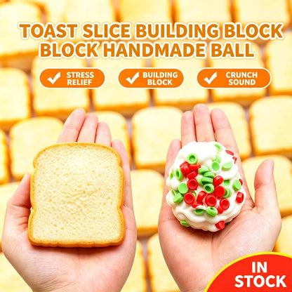 Crunchy Toast Slice Building‑Block Squish Ball, Mouldable Slow‑Rebound Stress Squeeze Fidget Toy Wholesale Bulk Order