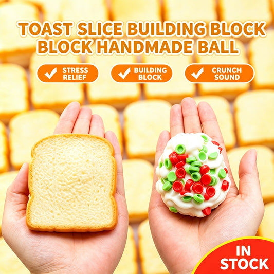 Crunchy Toast Slice Building‑Block Squish Ball, Mouldable Slow‑Rebound Stress Squeeze Fidget Toy Wholesale Bulk Order