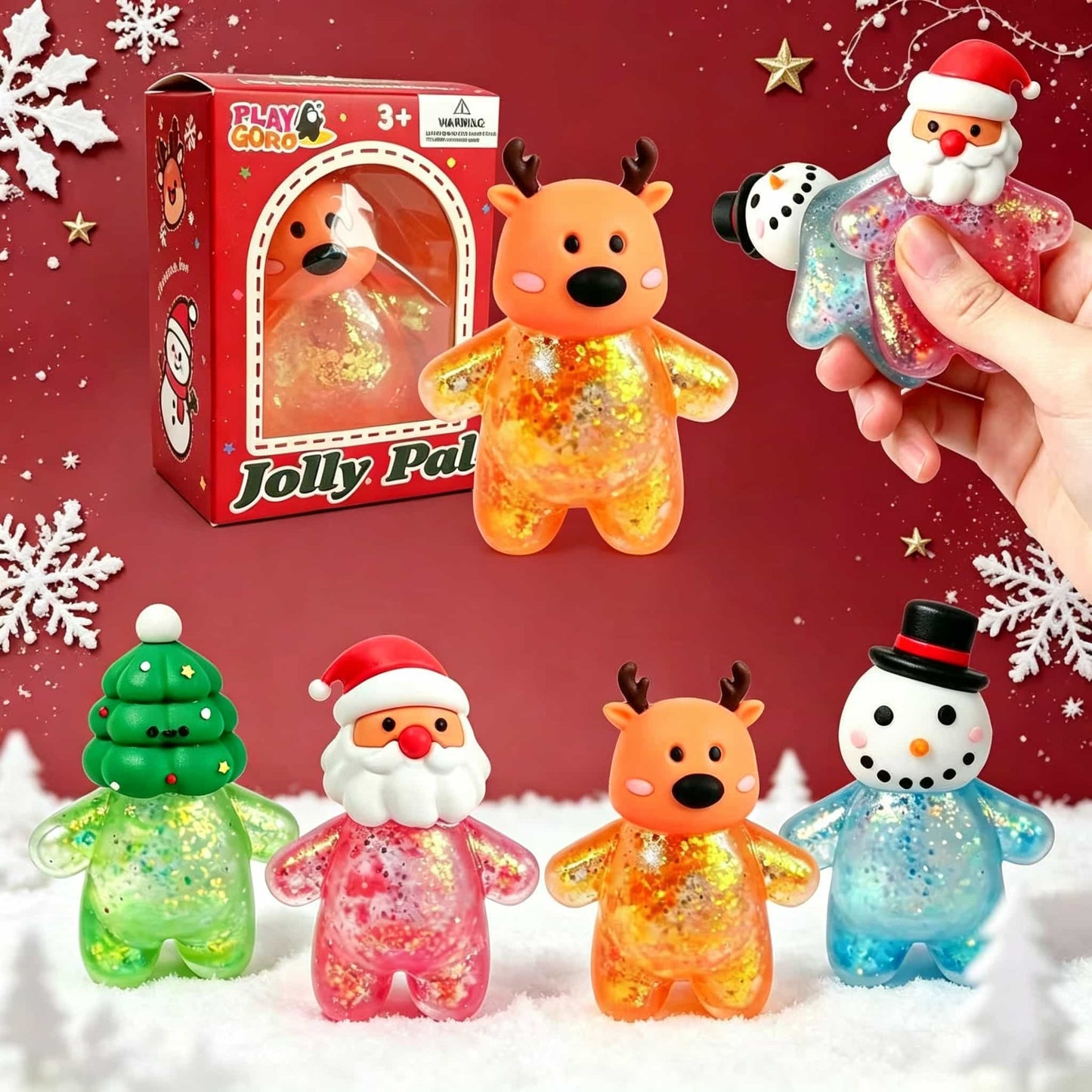 Christmas Maltose Squishy Toy, Slow‑Rising Squeeze Fidget Toy, Holiday Stress Relief Sensory Toy for Kids Adults