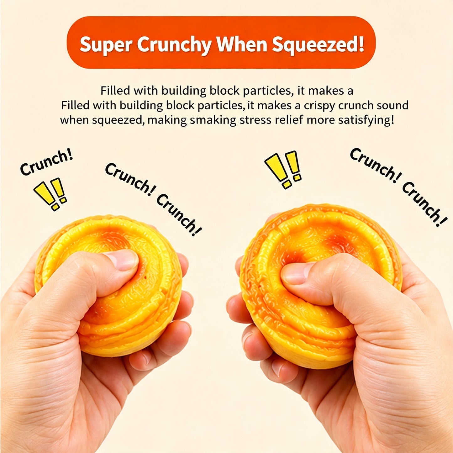 Egg‑Tart Building Block Squeeze Ball Fidget Toy, TPR Fill Decompression Stress Relief Hand Exercise Squishy Toy