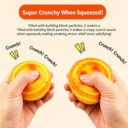 Egg‑Tart Building Block Squeeze Ball Fidget Toy, TPR Fill Decompression Stress Relief Hand Exercise Squishy Toy
