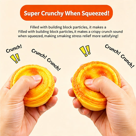 Egg‑Tart Building Block Squeeze Ball Fidget Toy, TPR Fill Decompression Stress Relief Hand Exercise Squishy Toy