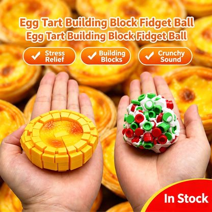 Egg‑Tart Building Block Squeeze Ball Fidget Toy, TPR Fill Decompression Stress Relief Hand Exercise Squishy Toy