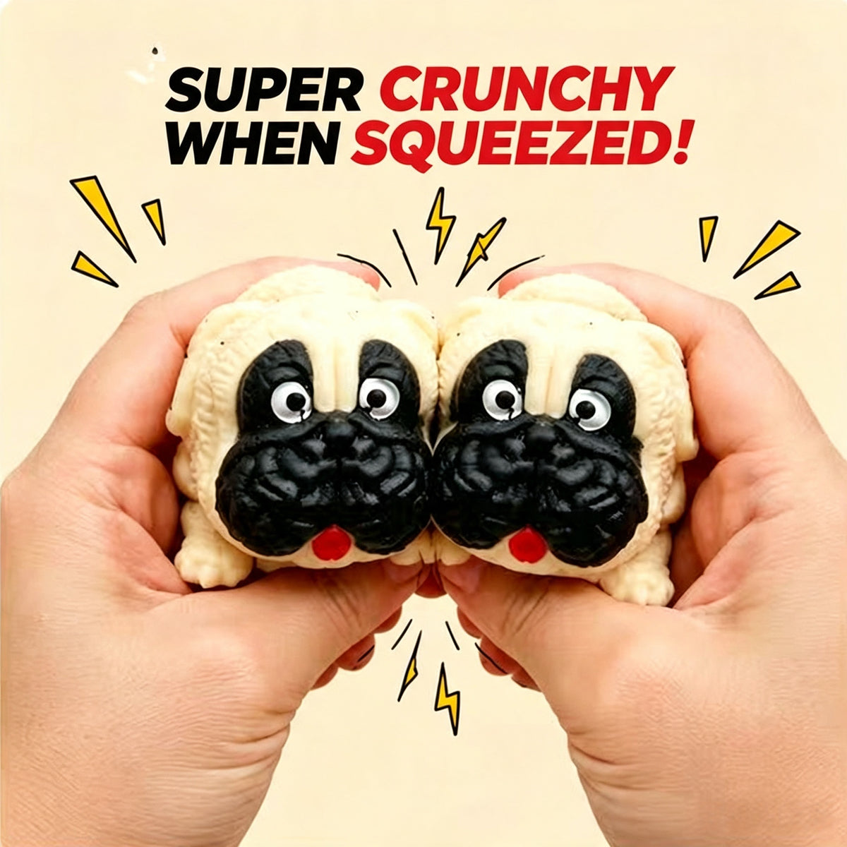 Crunchy Pug Building‑Block Squish Ball, Mouldable Slow‑Rebound Stress Squeeze Fidget Toy for Wholesale Bulk Order