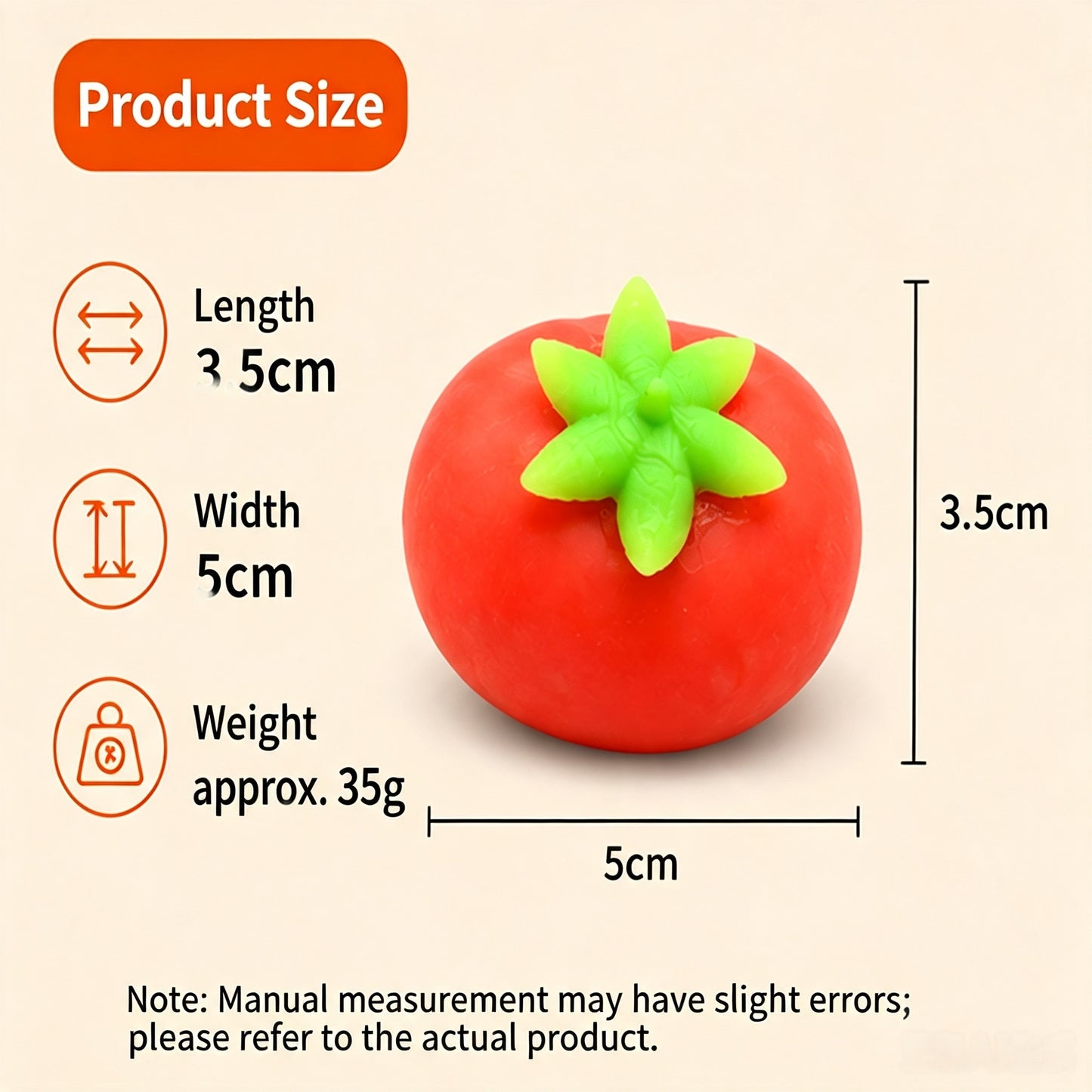 Tomato Crunch Squeeze Ball Fidget Toy, Building‑Block Filled Stress Relief Hand Exercise Squishy Toy
