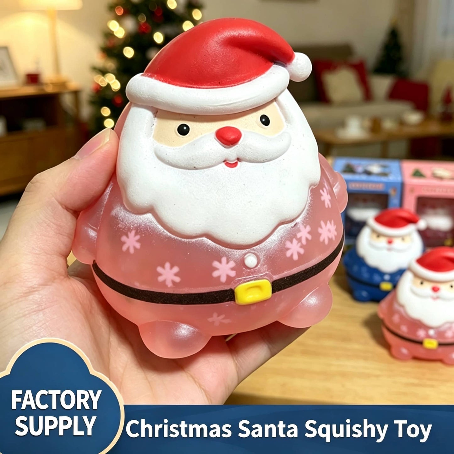 Santa Claus Slow Rising Squishy Toy, Maltose Squeeze Stress Relief Fidget Toy, Cute Christmas Santa Squishies Sensory Decompression Toy for Kids Adults Holiday Gift