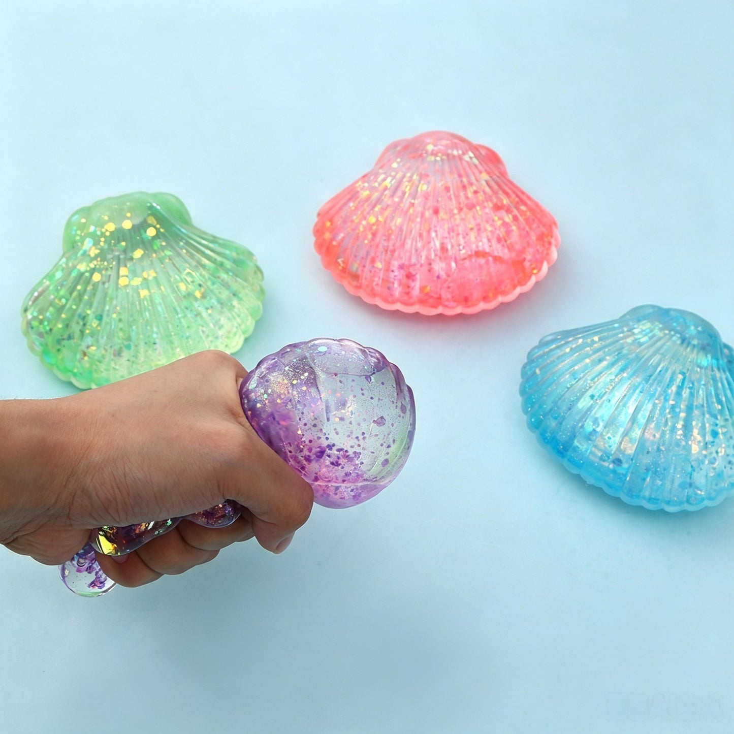 Shell Squishy Toy Maltose Filled Glitter Fidget Toy Soft Squeeze Stress Relief Toy For Kids