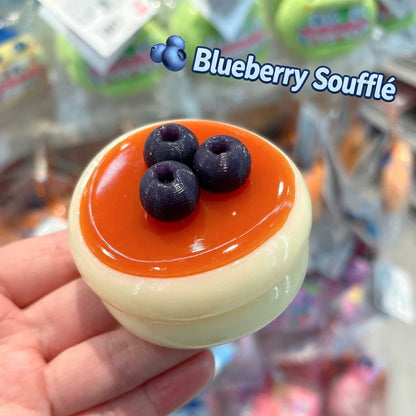 Souffle Pancake Silicone Squishy Toy, Food Grade Soft Squeeze Fidget Toy, Realistic Dessert Stress Relief Sensory Toy for Kids Adults, Strawberry Blueberry Mango Options