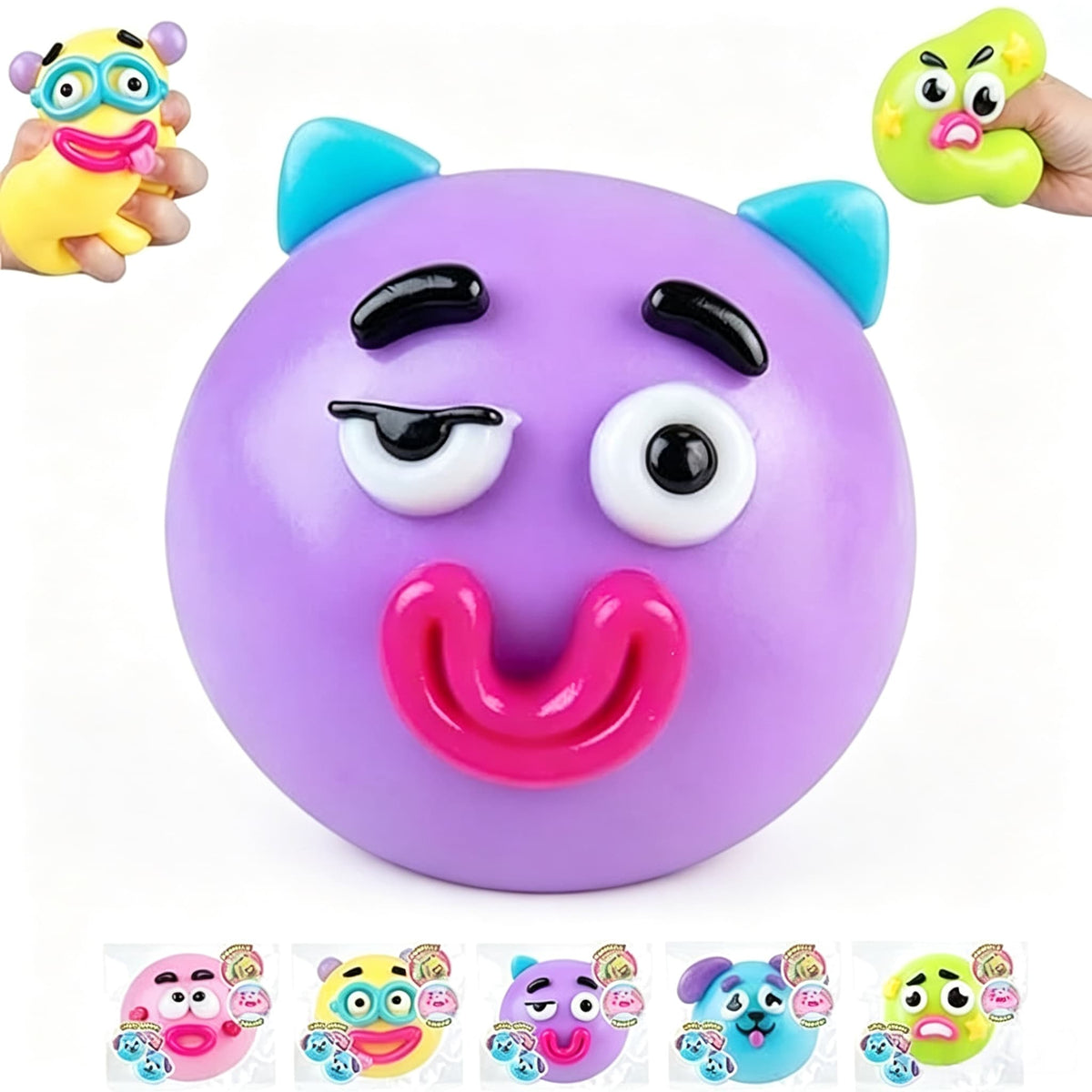 Smushers Funny Face Squishy Toy, Squeeze Deformation Stress Relief TPR Fidget Toy for Kids Adults