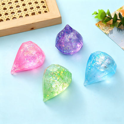 Maltose Diamond Drop Squishy Toy, Slow Rebound Stretchy Glitter Fidget Squeeze Toy, Stress Relief Sensory Toy for Kids