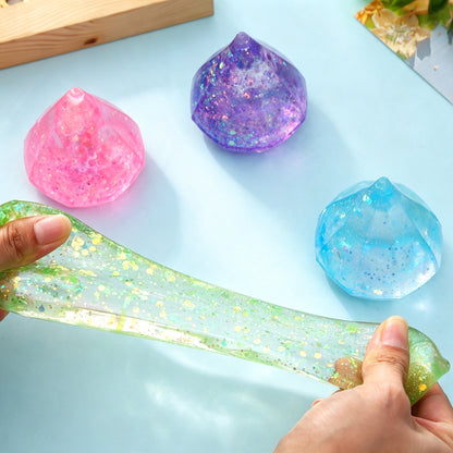 Maltose Diamond Drop Squishy Toy, Slow Rebound Stretchy Glitter Fidget Squeeze Toy, Stress Relief Sensory Toy for Kids
