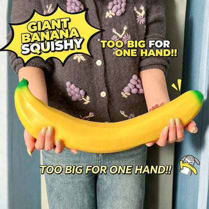 Jumbo Banana Squishy Fidget Toy, Flour Filled Soft Squeeze Sensory Stress Relief Novelty Fruit Toy For Kids Adults Prank Gift