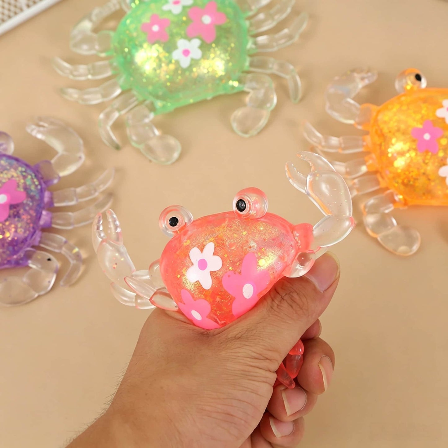 Crab Squishy Toy, Soft Maltose & Flour Filling Stress Relief Squeeze Toy, Cute Animal Fidget Sensory Toy for Kids Adults
