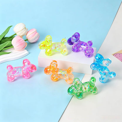Cute Glitter Balloon Dog Maltose Squishy Toy, Transparent TPR Slow Rising Squeeze Fidget Toy for Kids Adults Stress Relief Party Favors