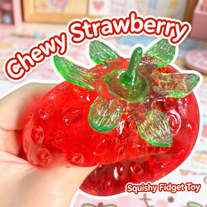 Vaseline Strawberry Stress Ball Squishy, Clear Jelly Fruit Fidget Toy, ASMR Moldable Squeeze Toy for Stress Relief