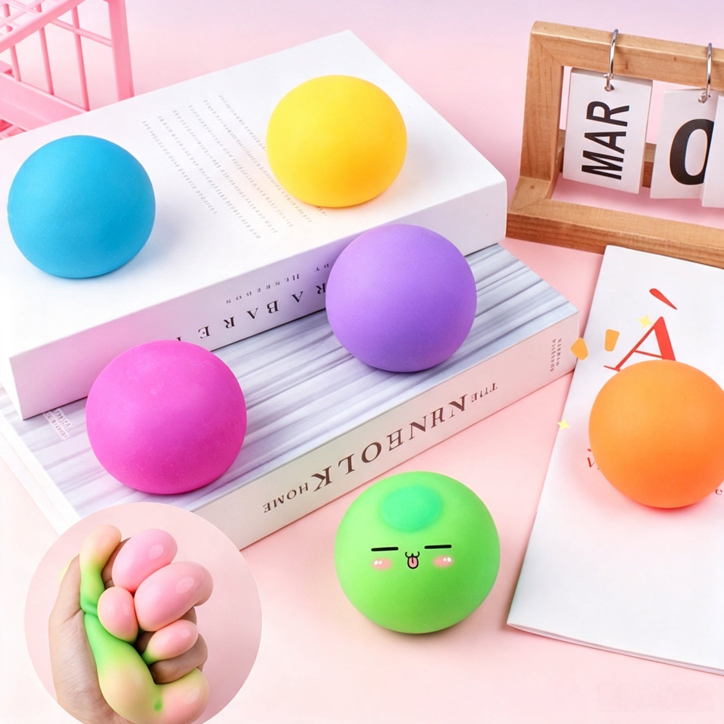 Color‑Changing Flour Stress Ball, 6cm TPR Squishy Dough Fidget Squeeze Toy for Stress Relief