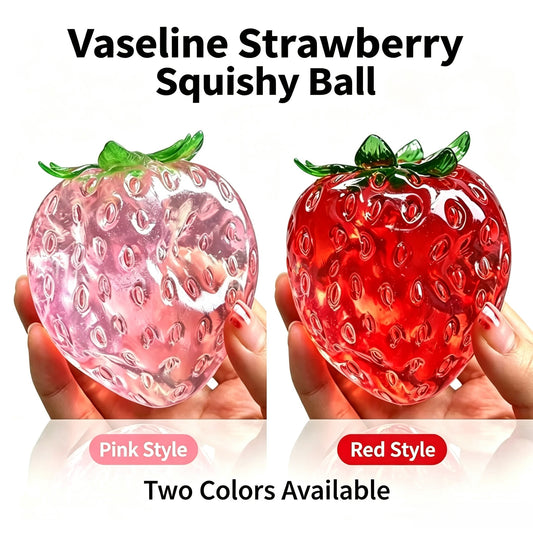 Vaseline Strawberry Stress Ball Squishy, Clear Jelly Fruit Fidget Toy, ASMR Moldable Squeeze Toy for Stress Relief