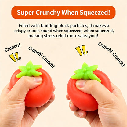 Tomato Crunch Squeeze Ball Fidget Toy, Building‑Block Filled Stress Relief Hand Exercise Squishy Toy