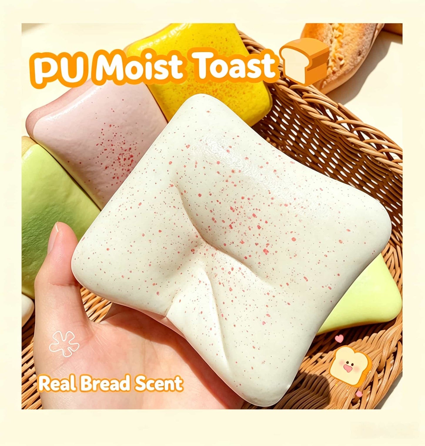 Wet Soft Toast Squishy, PU Slow Rising Squeeze Toy, Realistic Bread Scent Stress Relief Fidget Toy for Kids Adults