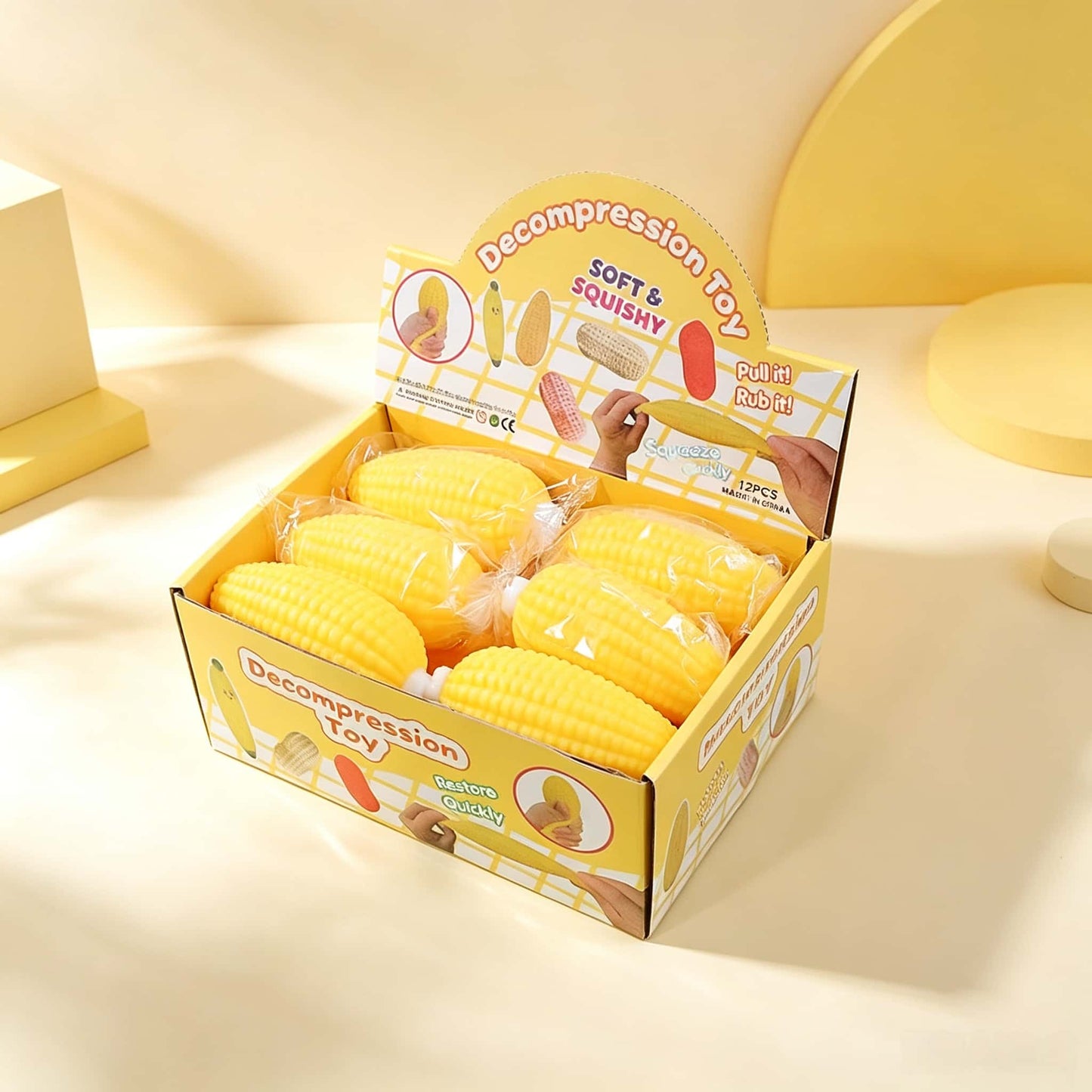Corn Flour‑Filled Squishy, Sweet Corn TPR Squeeze Fidget Toy