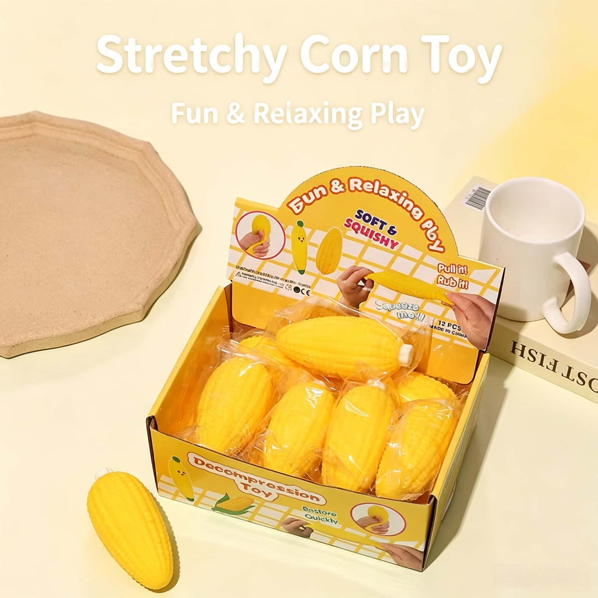 Corn Flour‑Filled Squishy, Sweet Corn TPR Squeeze Fidget Toy