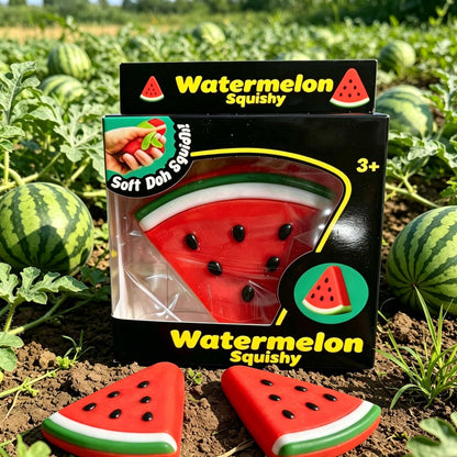 Watermelon Slice TPR Squeeze Toy, Soft Malleable Squidgy Stress Relief Fidget Toy for Kids Adults