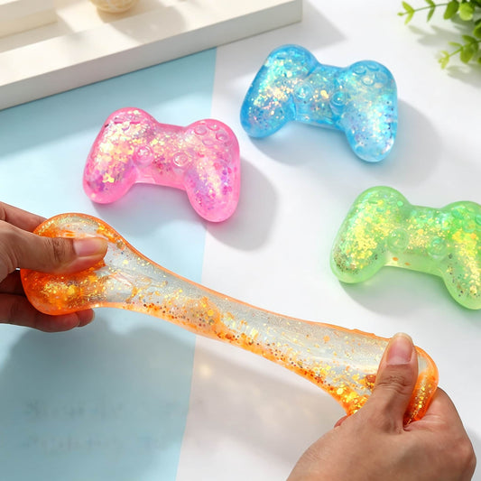 Glitter Game Controller Maltose Squishy Toy, TPR Slow Rising Stress Relief Squeeze Fidget Toy