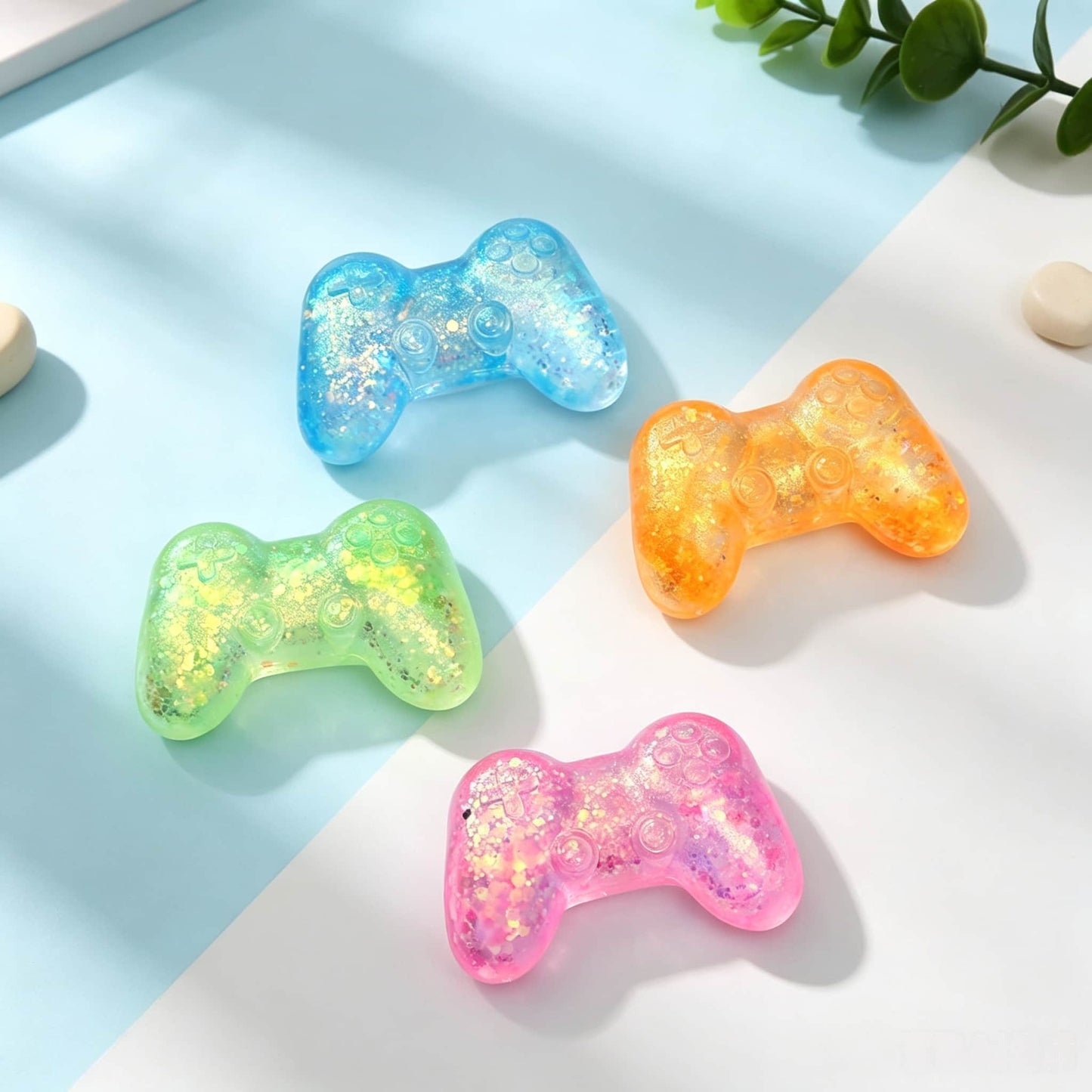 Glitter Game Controller Maltose Squishy Toy, TPR Slow Rising Stress Relief Squeeze Fidget Toy