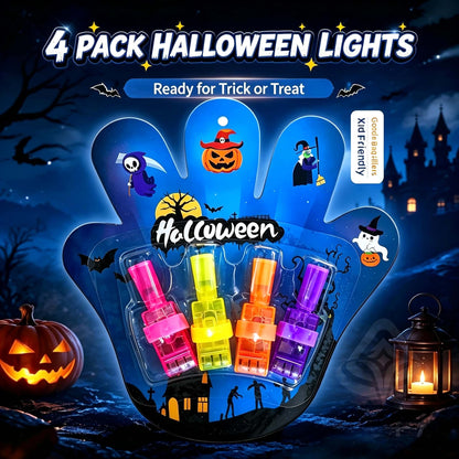 4 Pack Halloween Projection Finger Lights, LED Light Up Finger Projector Toys for Kids Trick or Treat Goodie Bag Fillers Party Favors