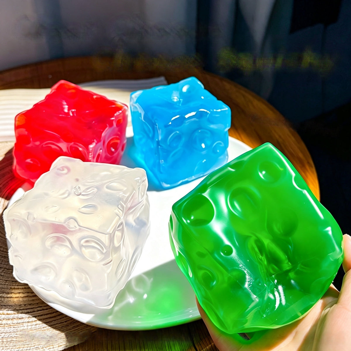 Vaseline  Clear Cheese Squishy Jelly Fidget Toy, Non‑Rebound Re‑Moldable Coconut Oil Stress Squeeze Toy for Kids Adults