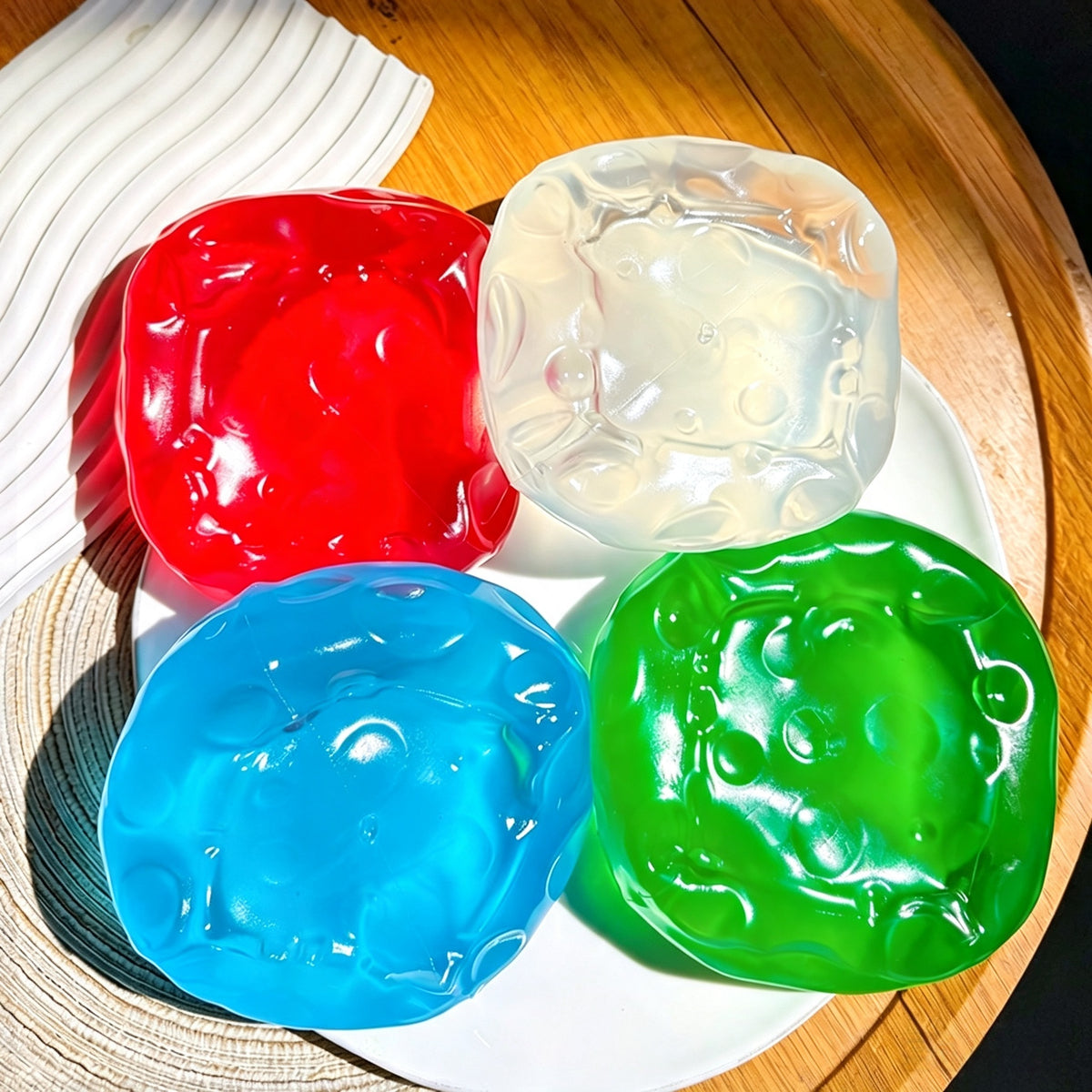 Vaseline  Clear Cheese Squishy Jelly Fidget Toy, Non‑Rebound Re‑Moldable Coconut Oil Stress Squeeze Toy for Kids Adults