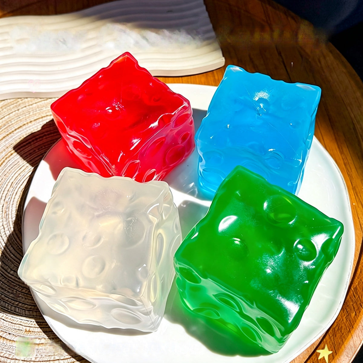 Vaseline  Clear Cheese Squishy Jelly Fidget Toy, Non‑Rebound Re‑Moldable Coconut Oil Stress Squeeze Toy for Kids Adults