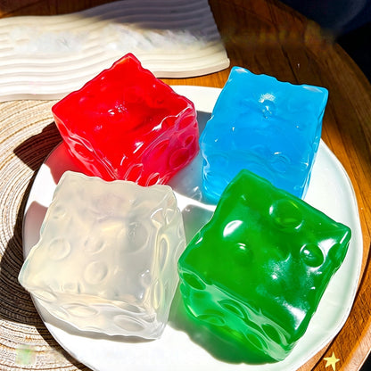 Vaseline  Clear Cheese Squishy Jelly Fidget Toy, Non‑Rebound Re‑Moldable Coconut Oil Stress Squeeze Toy for Kids Adults