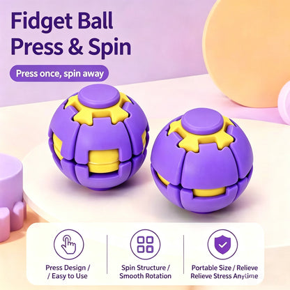 3D Press Rotate Fidget Ball Portable Hand Spinner Sensory Stress Relief Toy for Kids Adults Office Anxiety Relief