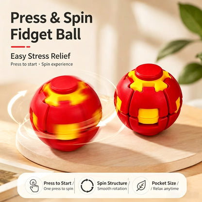 3D Press Rotate Fidget Ball Portable Hand Spinner Sensory Stress Relief Toy for Kids Adults Office Anxiety Relief