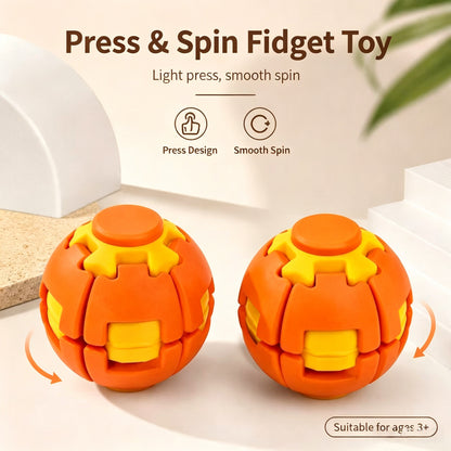 3D Press Rotate Fidget Ball Portable Hand Spinner Sensory Stress Relief Toy for Kids Adults Office Anxiety Relief