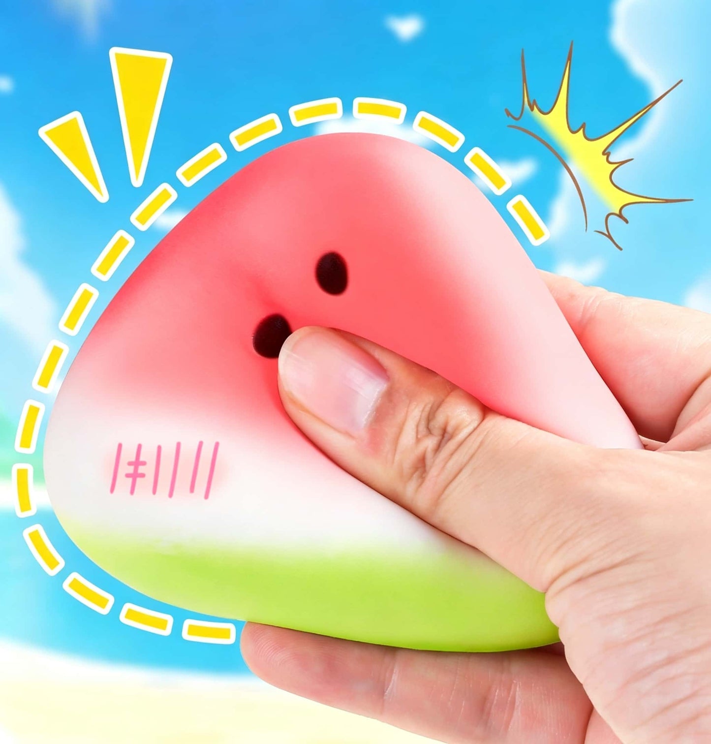 Scented Watermelon Squishy Toy, PU Foam Slow Rising Stress Relief Squeeze Fidget Toy