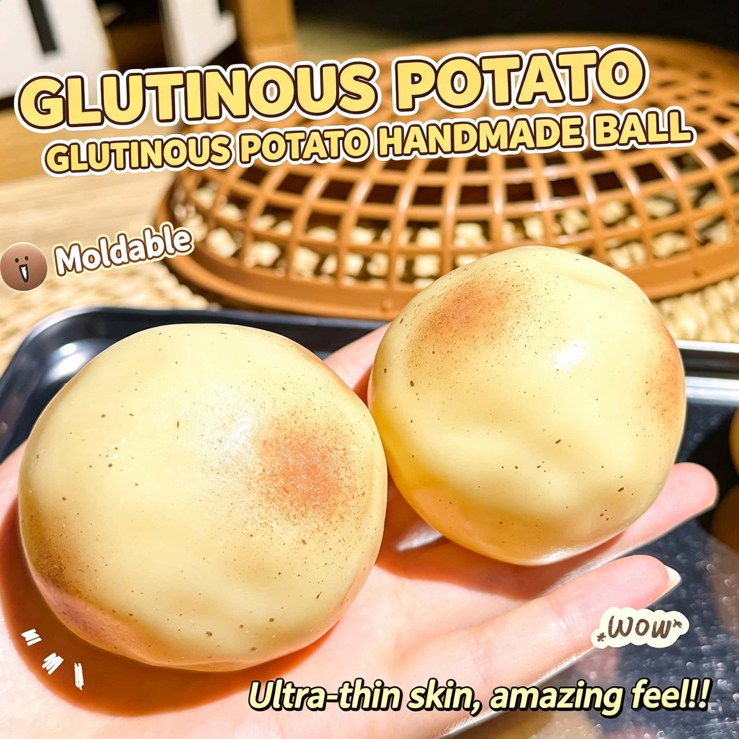 Vaseline Potato Squishy, Non‑Rebound Mouldable TPR Fidget Toy, Soft Stress Relief Squeeze Ball for Kids & Adults