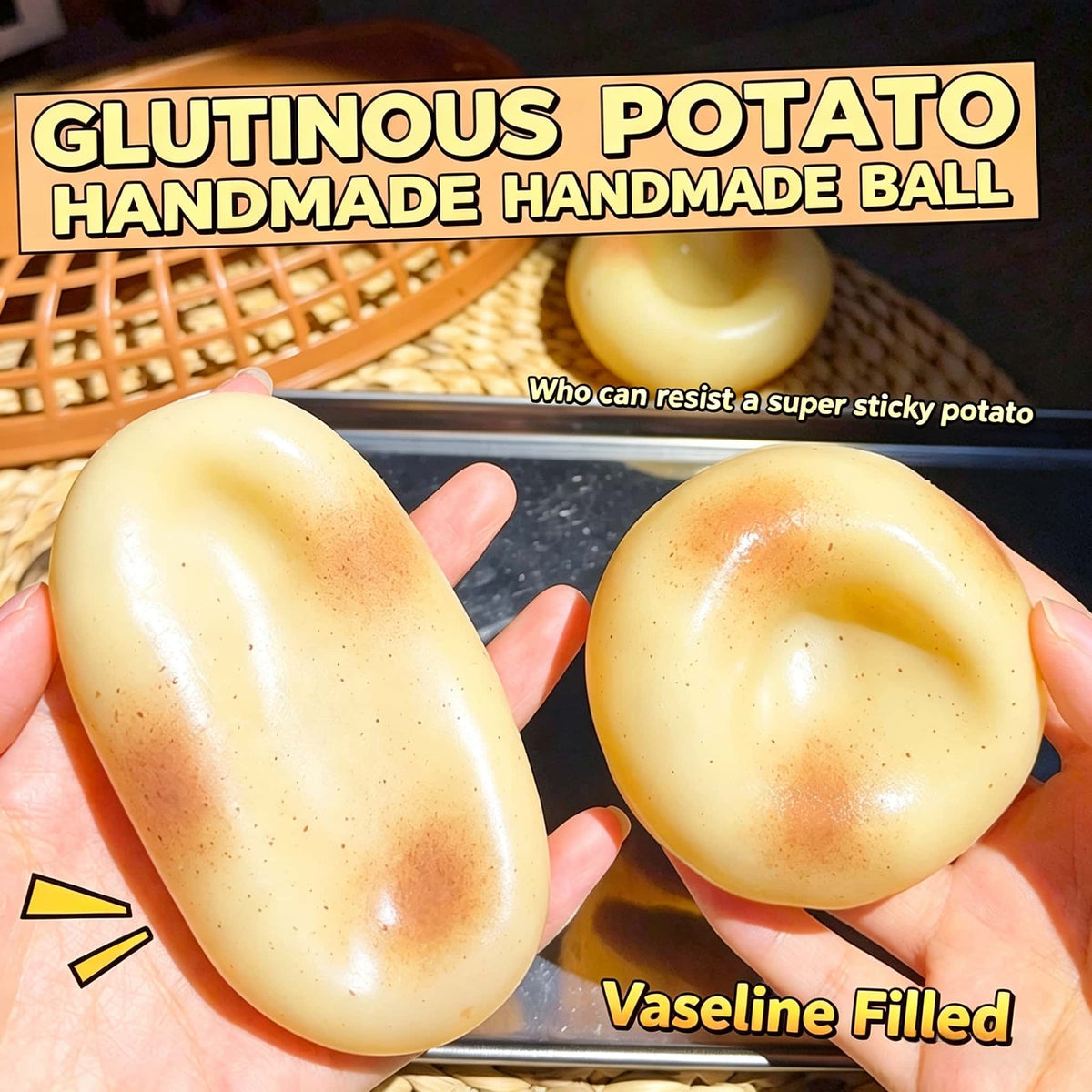 Vaseline Potato Squishy, Non‑Rebound Mouldable TPR Fidget Toy, Soft Stress Relief Squeeze Ball for Kids & Adults