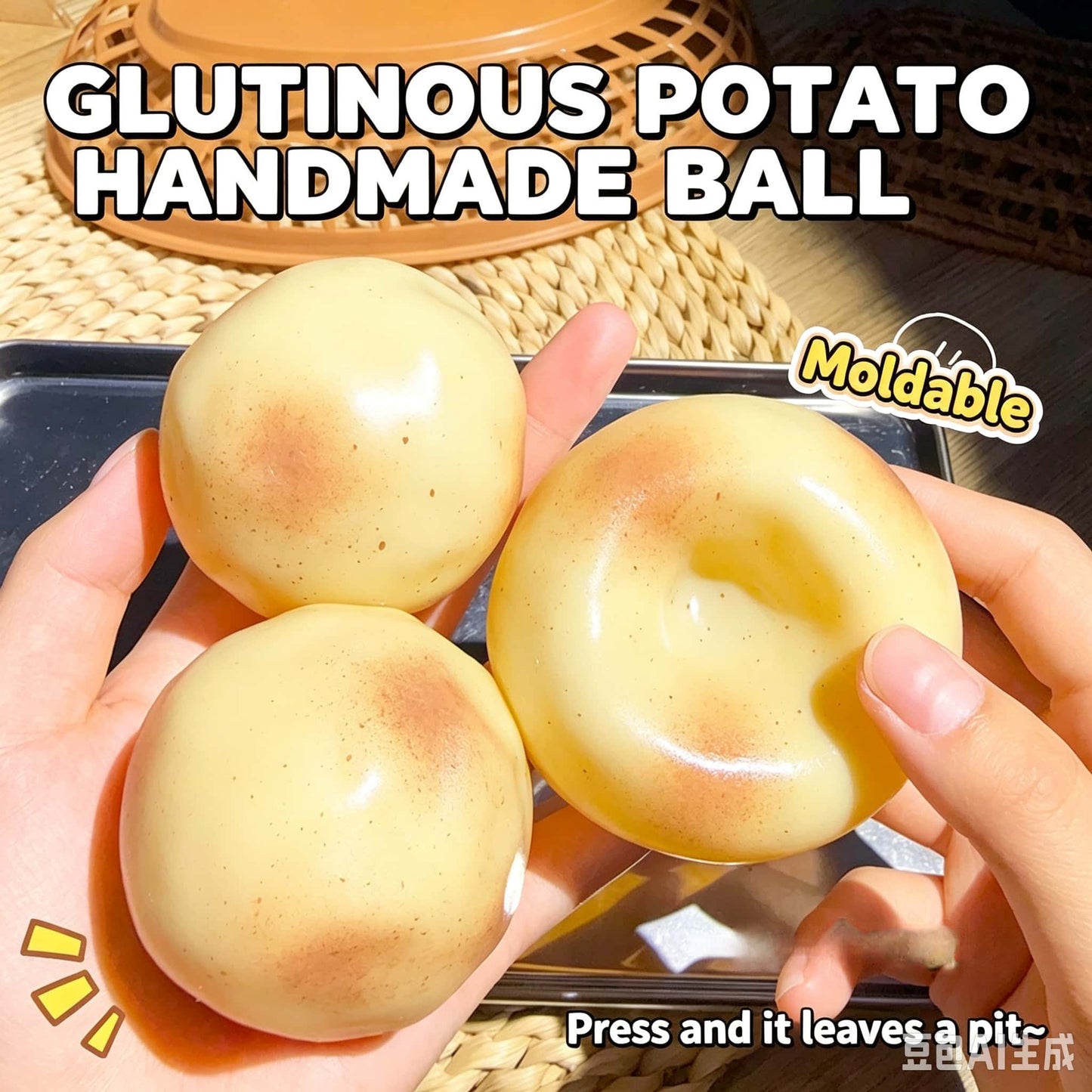 Vaseline Potato Squishy, Non‑Rebound Mouldable TPR Fidget Toy, Soft Stress Relief Squeeze Ball for Kids & Adults