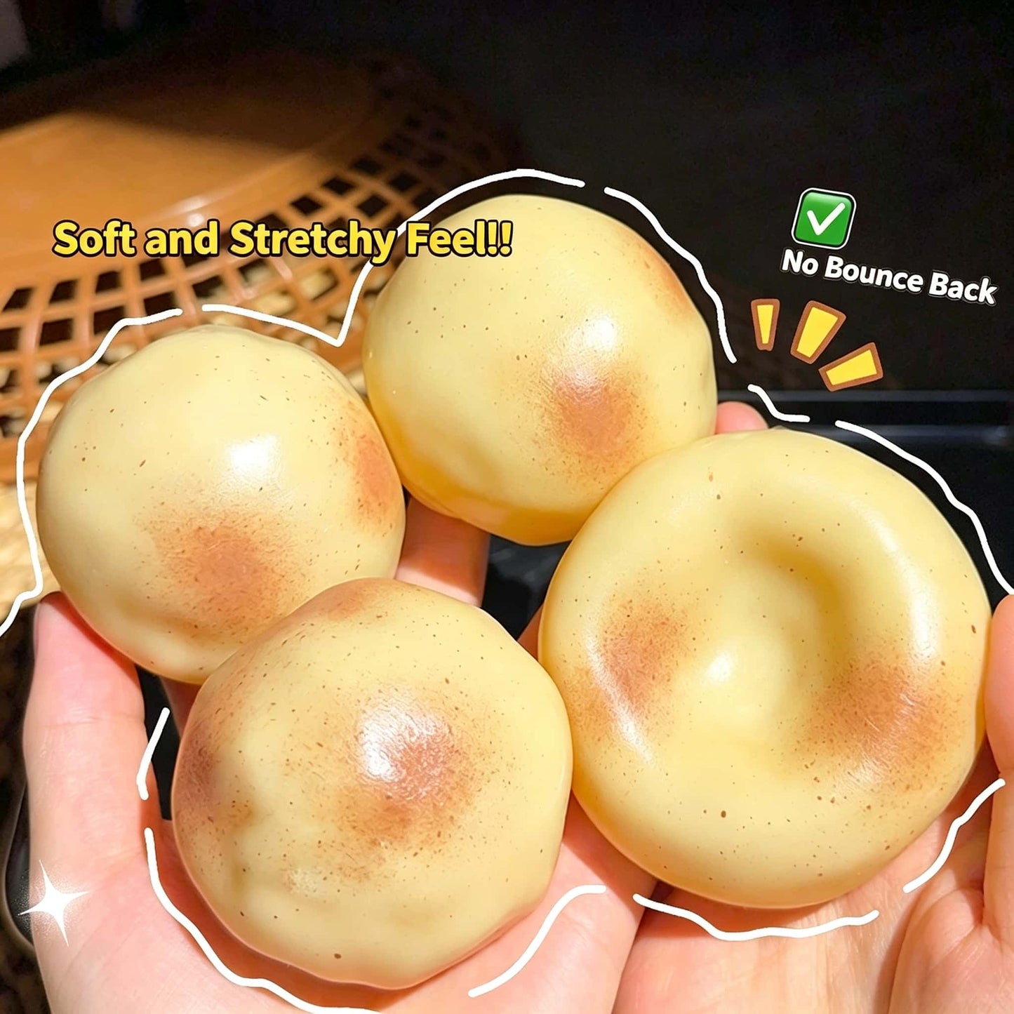 Vaseline Potato Squishy, Non‑Rebound Mouldable TPR Fidget Toy, Soft Stress Relief Squeeze Ball for Kids & Adults