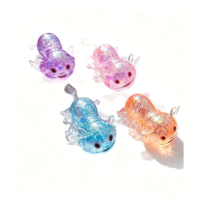 Mini Glitter Axolotl Squishy Toy, Maltose‑Filled TPR Squeeze Fidget Stress Relief Toy for Kids and Adults