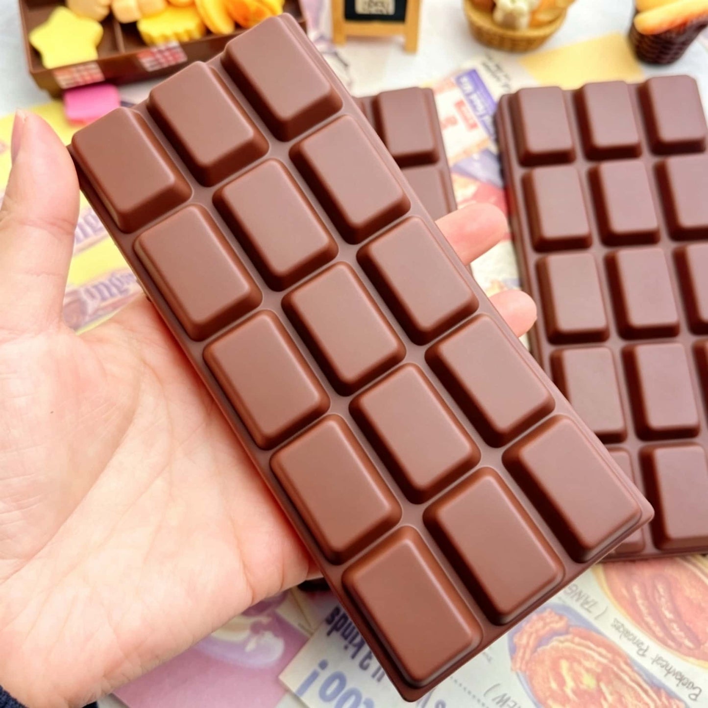 Chocolate Bar Squishy Toy, PU Foam Slow Rising Soft Fidget Sensory Stress Relief Food Play Toy for Kids Adults