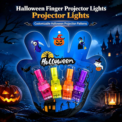 4 Pack Halloween Projection Finger Lights, LED Light Up Finger Projector Toys for Kids Trick or Treat Goodie Bag Fillers Party Favors