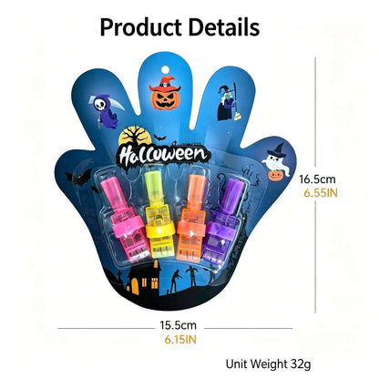 4 Pack Halloween Projection Finger Lights, LED Light Up Finger Projector Toys for Kids Trick or Treat Goodie Bag Fillers Party Favors