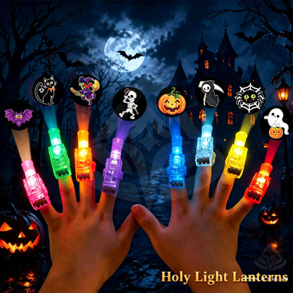 4 Pack Halloween Projection Finger Lights, LED Light Up Finger Projector Toys for Kids Trick or Treat Goodie Bag Fillers Party Favors