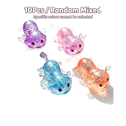 Mini Glitter Axolotl Squishy Toy, Maltose‑Filled TPR Squeeze Fidget Stress Relief Toy for Kids and Adults